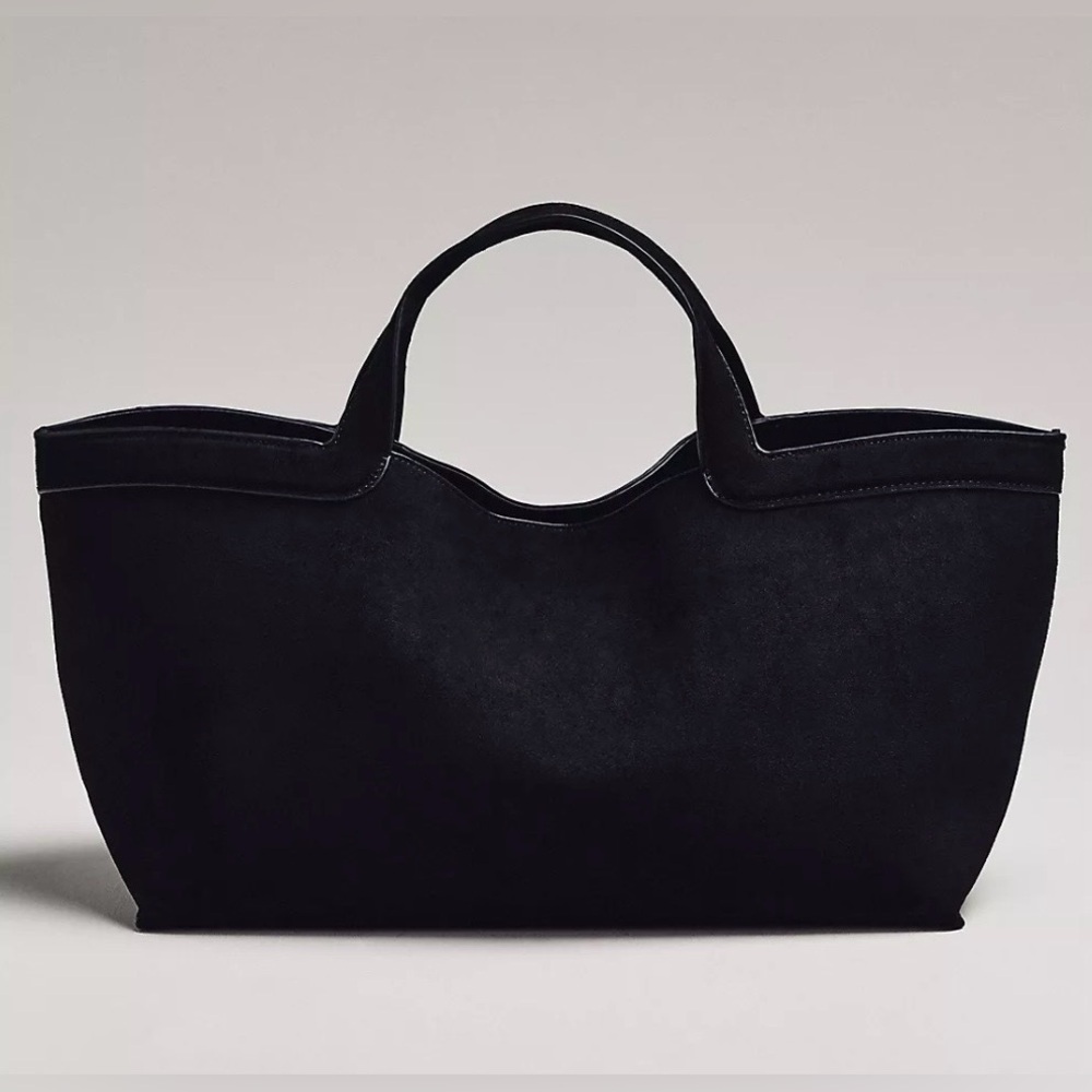 Anthropologie Faux Suede East West Tote Black NWT - Picture 3 of 3
